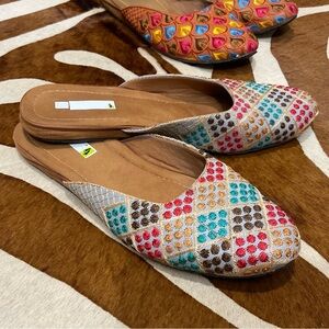 Adorable Embroidered Indian Flats Slides Mules